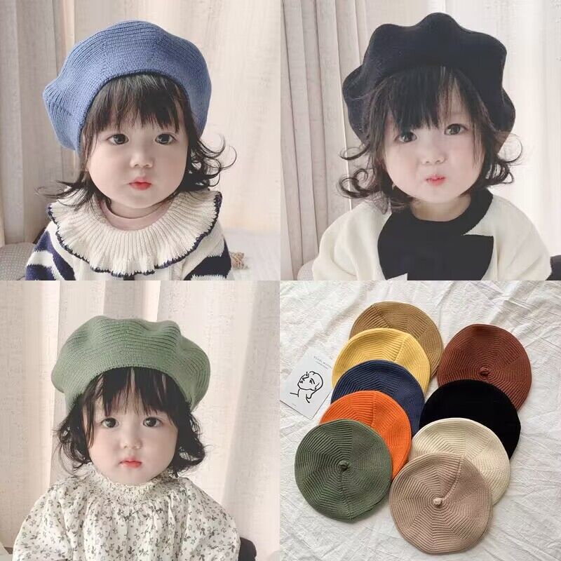 Mũ Beret Dệt Kim Màu Sắc Xinh Xắn Cho Bé