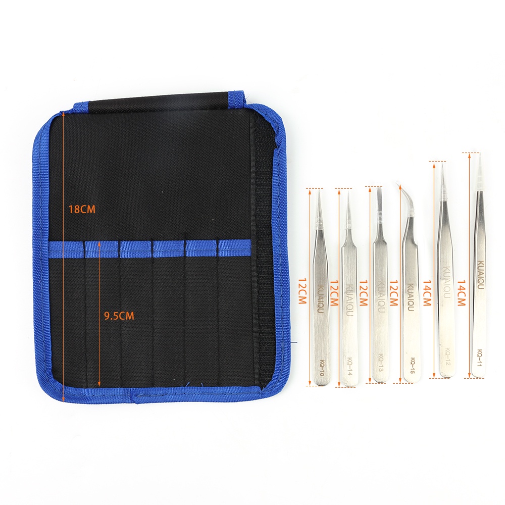 Bộ 6 Nhíp Kim Loại Đa Năng Kèm Túi Đựng