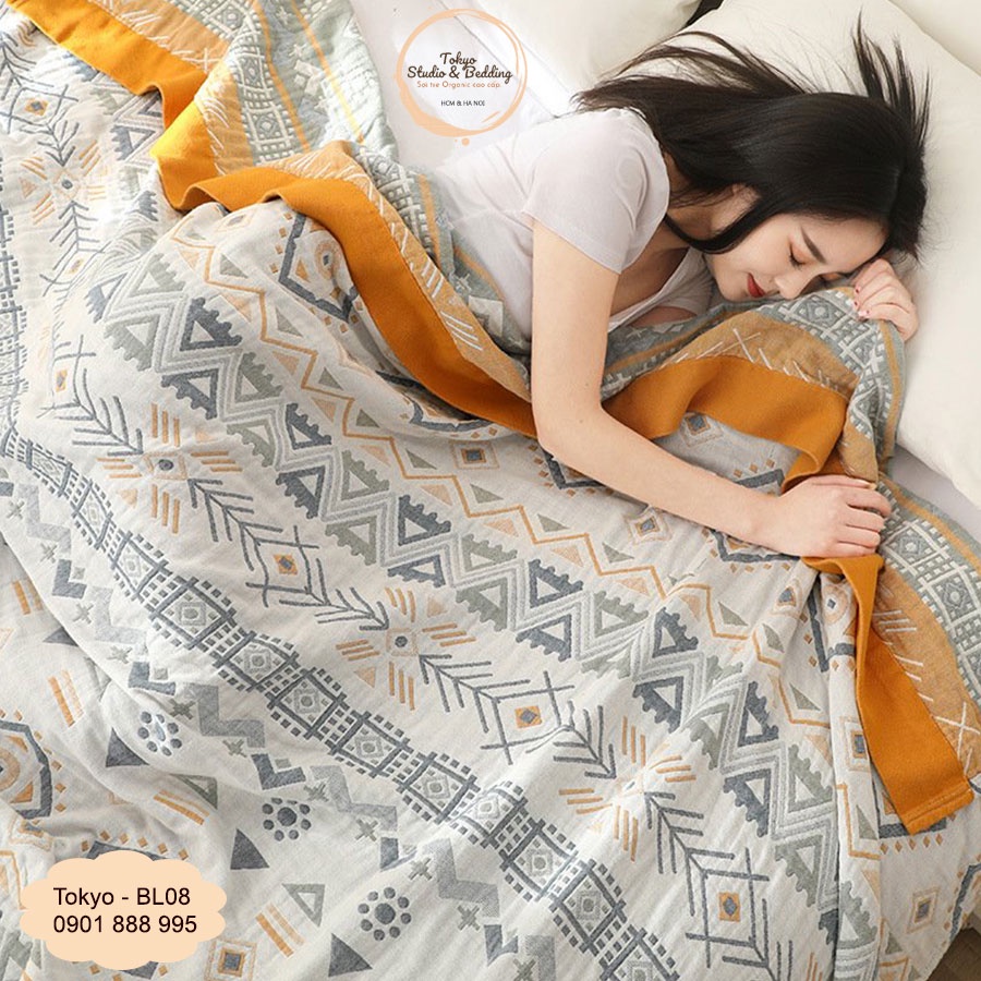 (1)TH Chăn Xô Cotton Sợi Tre organic Nature100%
