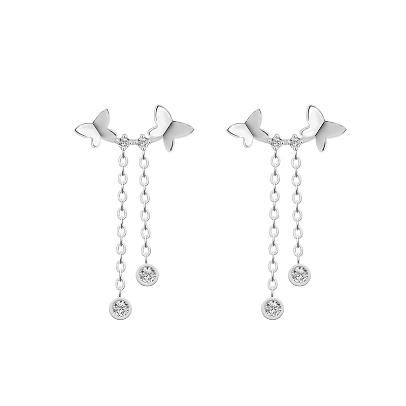 ✨✨Bông tai bạc hình bướm tua rua đính pha lê thời trang dành cho nữ