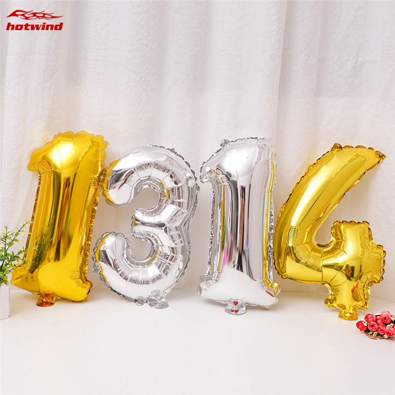 HW 40.64 cm Foil Birthday Balloons Air Helium Number Balloon Happy Birthday Party Decoration Figures Balloon