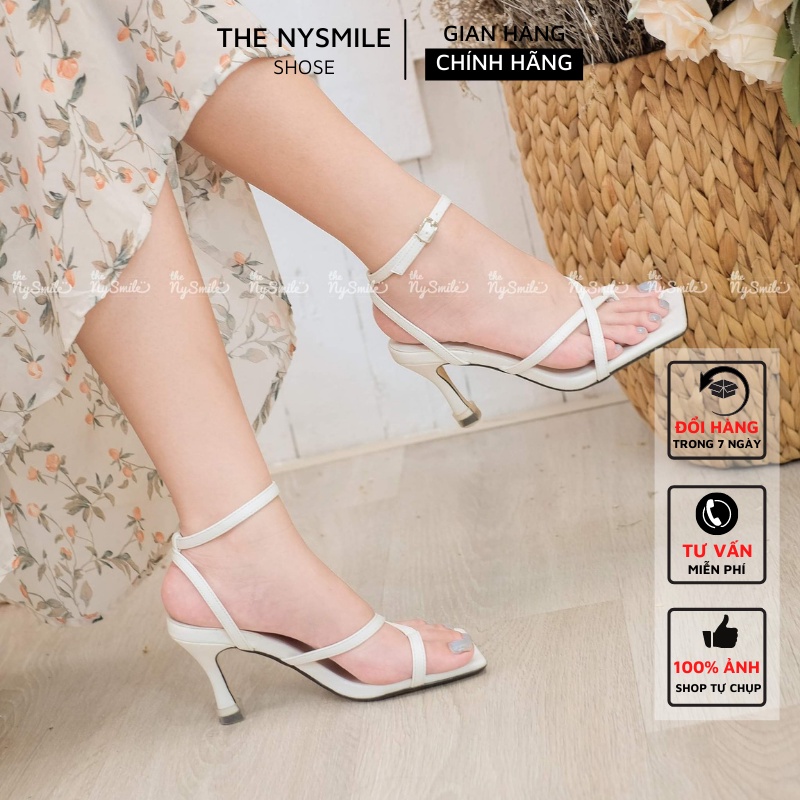 Giày cao gót  xỏ ngón 7cm - THE NYSMILE - Gót nhọn công sở quai chéo - VARO