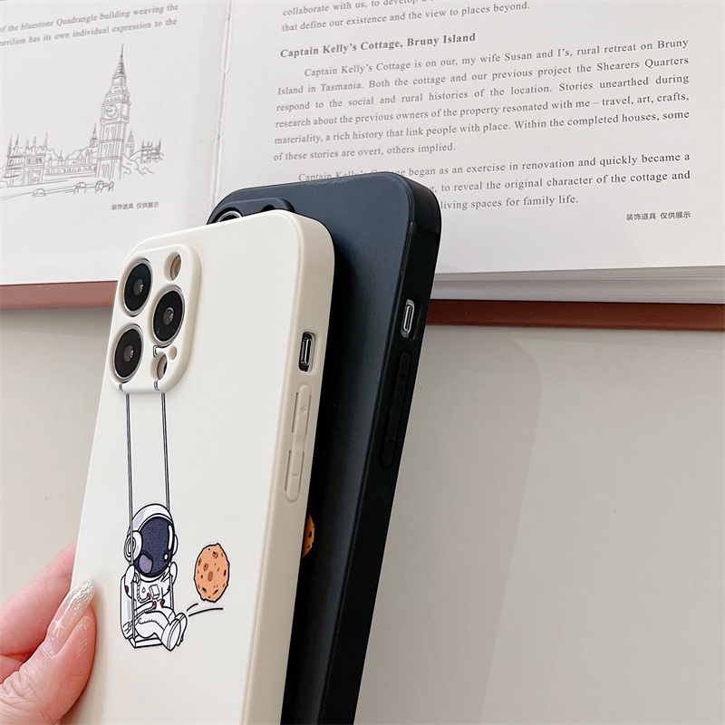 Ốp Điện Thoại silicone Mềm In Hình Phi Hành Gia Cho iphone 15 13 / 12 / 11 pro max x xr 7 8 plus Bảo Vệ
