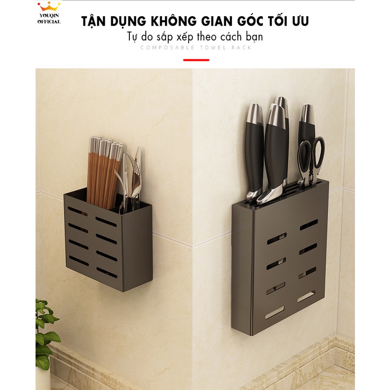 Hộp Đựng Đũa Muỗng - YouQin Chất Liệu Hợp Kim Nhôm Chống Gỉ Sét, Dán Keo Siêu Chắc, Không Khoan Đục