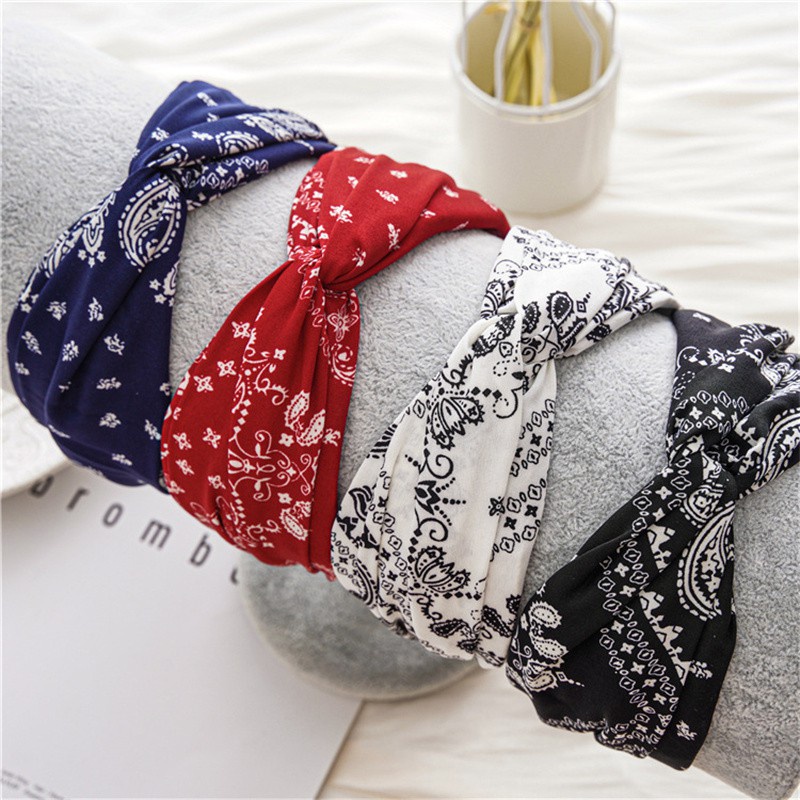 Băng Đô Vải Bản Rộng Đan Chéo Phong Cách Cổ Điển Dễ Phối Đồ Cho Nữ