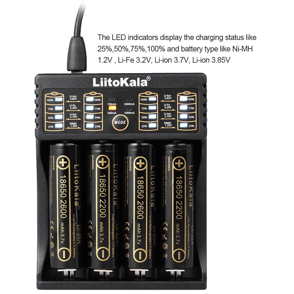 Ĩ LiitoKala Lii-402 Smart Battery Charger 1.2V 3.7V 3.2V 3.85V AA/AAA for 18650 18490 18350 17670 17500 16340 14500 1044