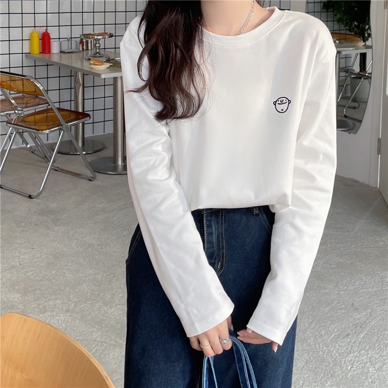 SUXI Áo thun dài tay thiết kế mới thời trang theo phong cách hàn quốc dành cho nữ