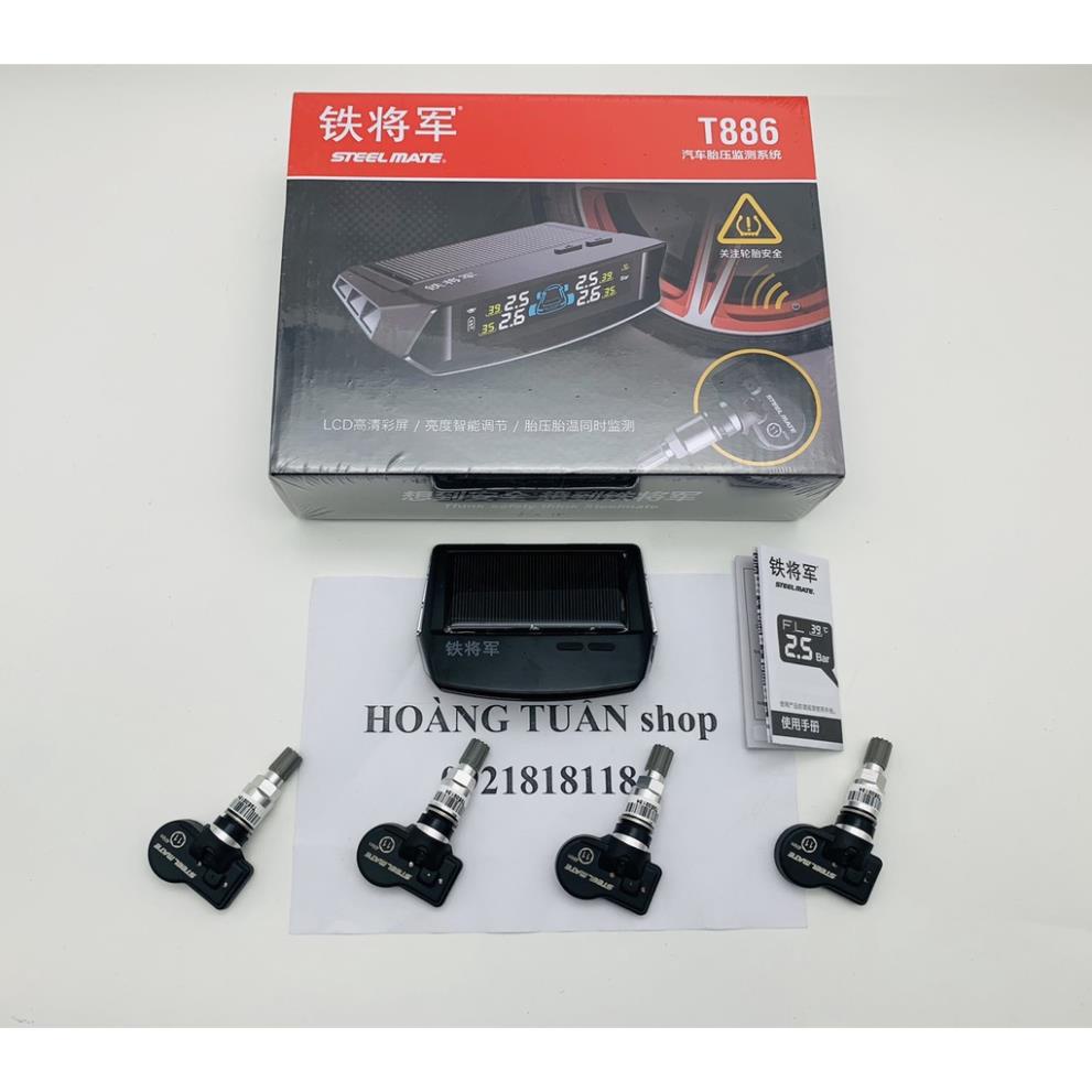 Cảm biến áp suất lốp STEELMATE model T886 ra mắt 2021 siêu hót màn hình TPMS năng lượng mặt trời