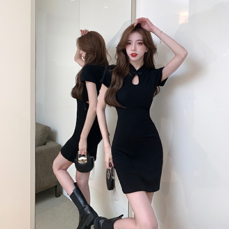 Đầm Dạo Phố Thun Đen Chất Đẹp