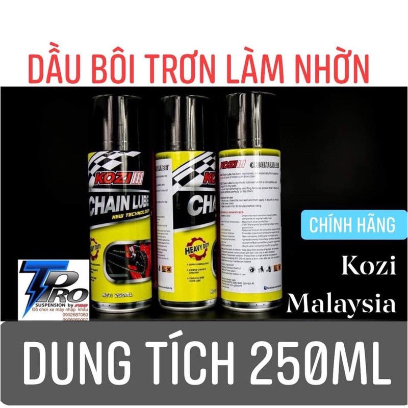 Xịt bảo dưỡng sên Chain Lube - Kozi III chính hãng. 250ml_Dochoixemaynhapkhau