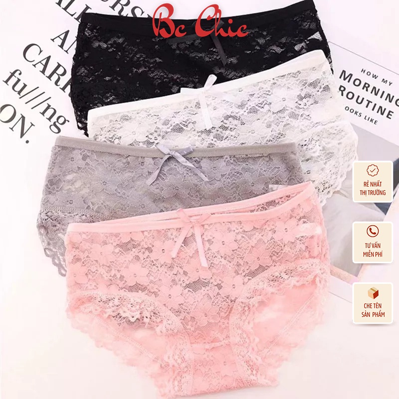 SET 5 QUẦN CHIP REN HOA ĐÍNH NƠ ĐIỆU ĐÀ QL3 BC_CHIC LINGERIE
