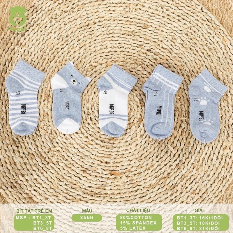 Tất chân trẻ em Mipbi thoáng mát cho bé từ 1 đến 8 tuổi