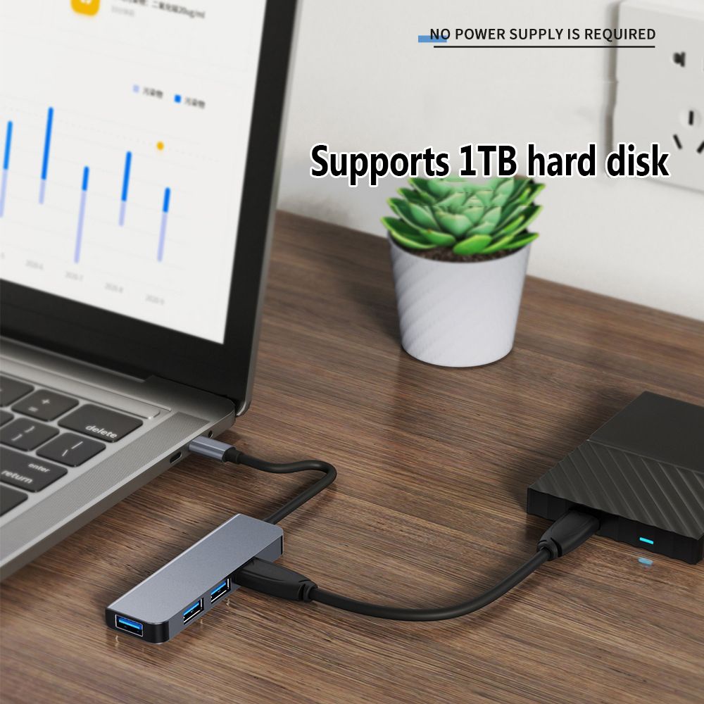 Hub chia 4 cổng USB 3.0 5Gbps tốc độ cao bằng hợp kim nhôm cho laptop&lt;br&gt;