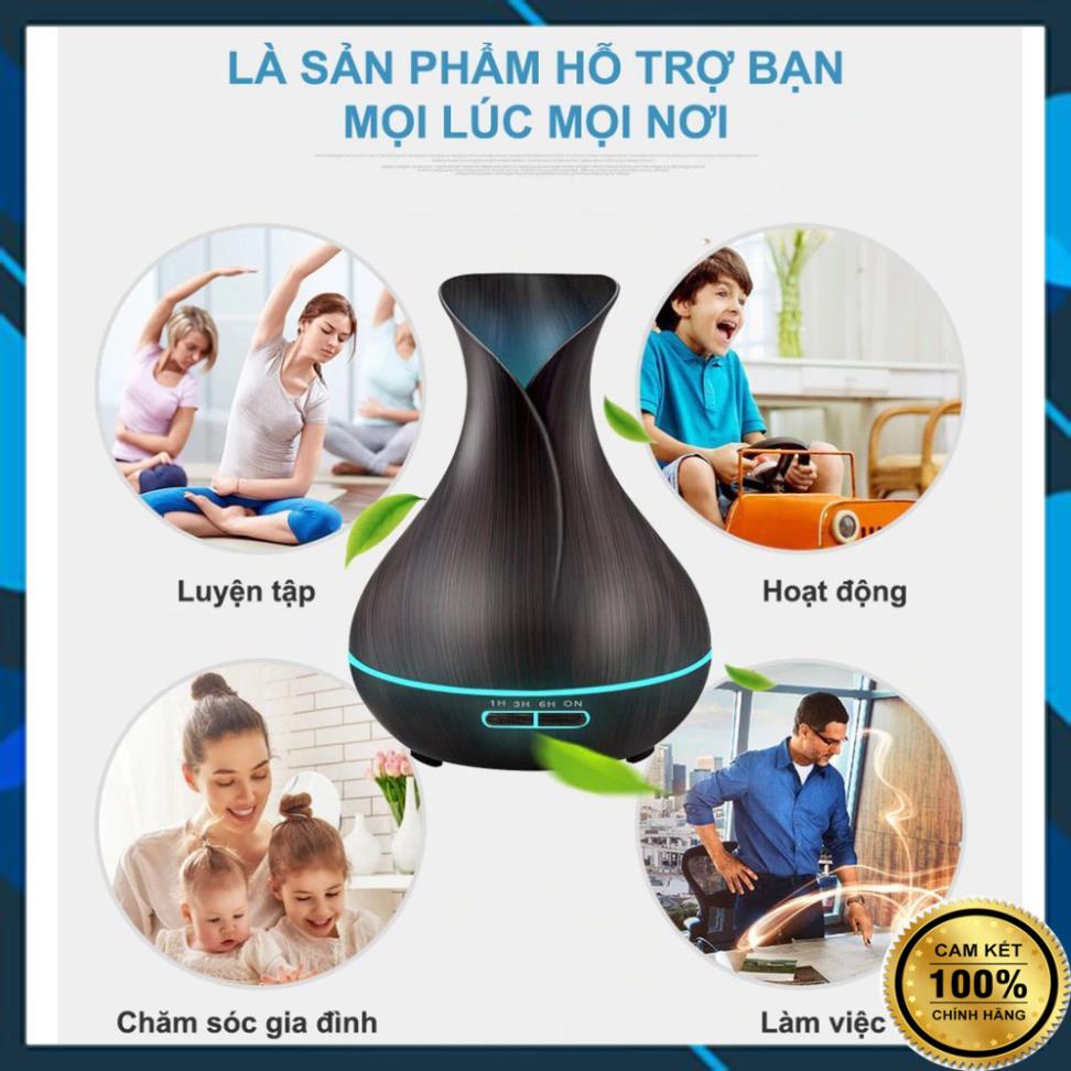 Máy Xông Tinh Dầu Hoa Tulip 550ml , Máy Khuếch Tán Tinh Dầu Đèn LED 7 Màu Có Remote