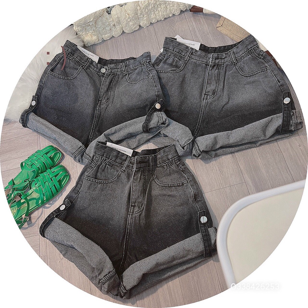 Quần Short Jeans xám loang màu lật lai hàng Quẩng Châu cao cấp NAMISA QS10