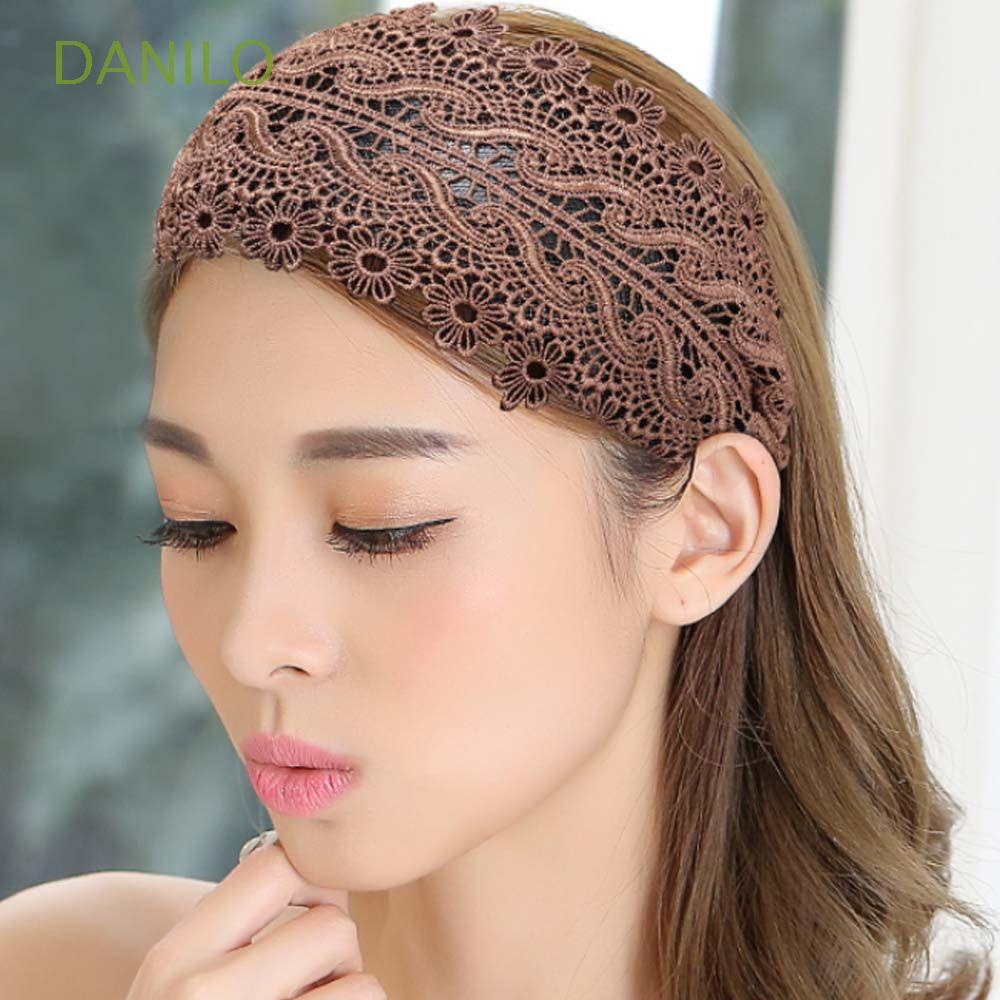 Băng đô vải ren bản rộng đính hoa phong cách Hàn Quốc ngọt ngào thời trang cho nữ