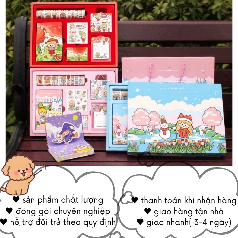 Sổ Tay Washi Tape Sticker Cute Hộp Quà Tặng Combo Dụng Cụ Dán Bullet J