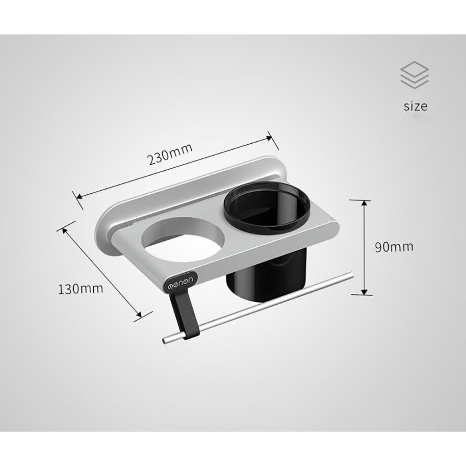 Giá Để Máy Sấy Tóc Oenon Chính Hãng, Kệ Treo Đồ Nhà Tắm Dán Tường Có Cốc Đựng Đồ Tiện Lợi - Kèm Miếng Dán