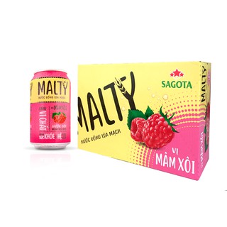 Nước uống lúa mạch malty vị mâm xôi - thùng 24 lon*330ml