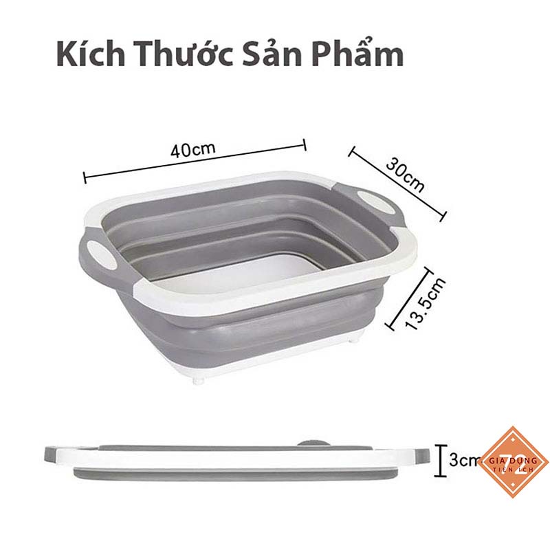 CHẬU GẤP GỌN KIÊM THỚT VÀ RỔ ĐỰNG, ĐA NĂNG, TIẾT KIỆM DIỆN TÍCH, SẢN PHẨM 3 TRONG 1 CHO KHÔNG GIAN BẾP [CHẬU THỚT]