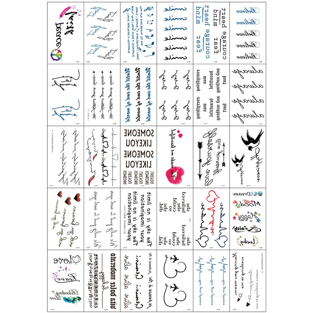 Bộ 30 tờ hình xăm nước Tha Thu mẫu mới