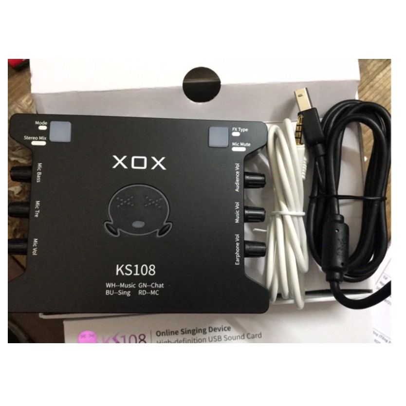 Sound Card XOX KS108 chuyên dùng cho thu âm, hát karaoke, Livestream, Phiên Bản Quốc Tế Có Tiếng Anh