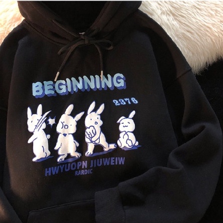 【ZHELIHANGFEI】Áo Hoodie Tay Dài Form Rộng In Họa Tiết Thời Trang
