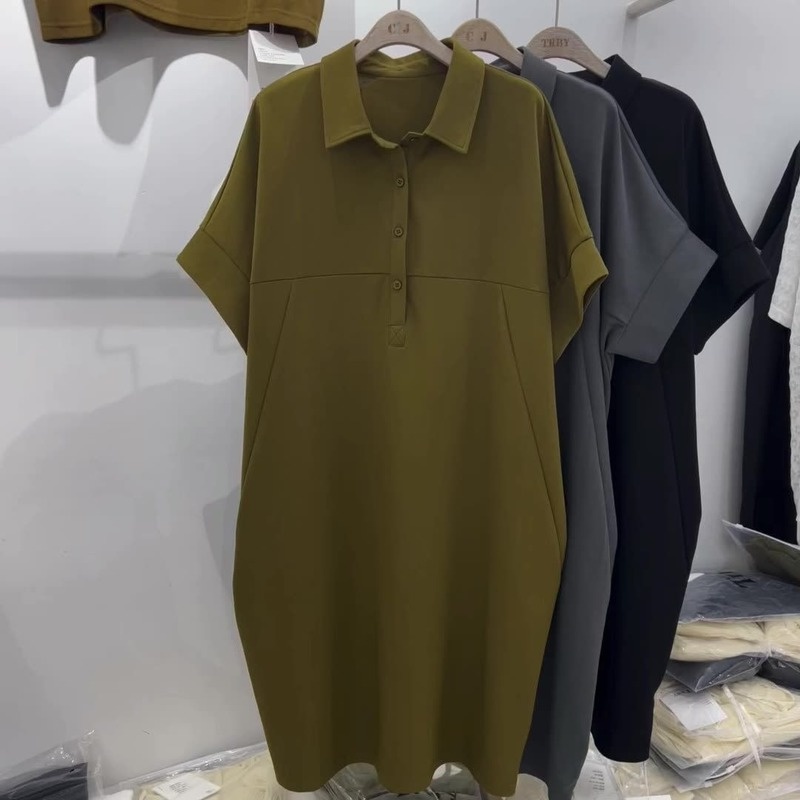 Đầm Thun Polo Ngắn Tay Dáng Rộng Cỡ Lớn Thời Trang Mùa Hè Cho Nữ