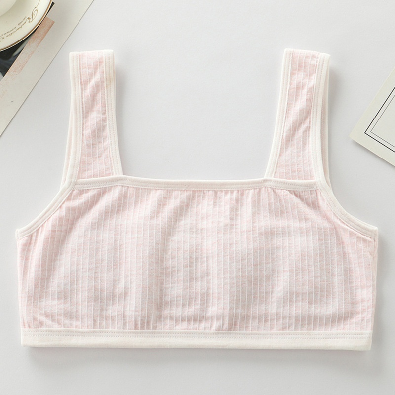 Áo Ngực Cotton Không Dây Bản Rộng Màu Trơn Có Đệm Mút Nhẹ Họa Tiết Kẻ Sọc Cho Nữ Thanh Thiếu Niên Xixi