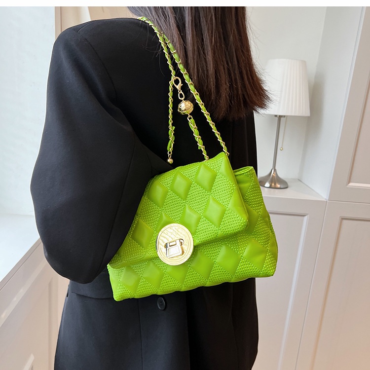 Túi Đeo Vai Hình Vuông Cỡ Nhỏ Họa Tiết Hình Thoi Phối Dây Xích Thời Trang Cho Nữ