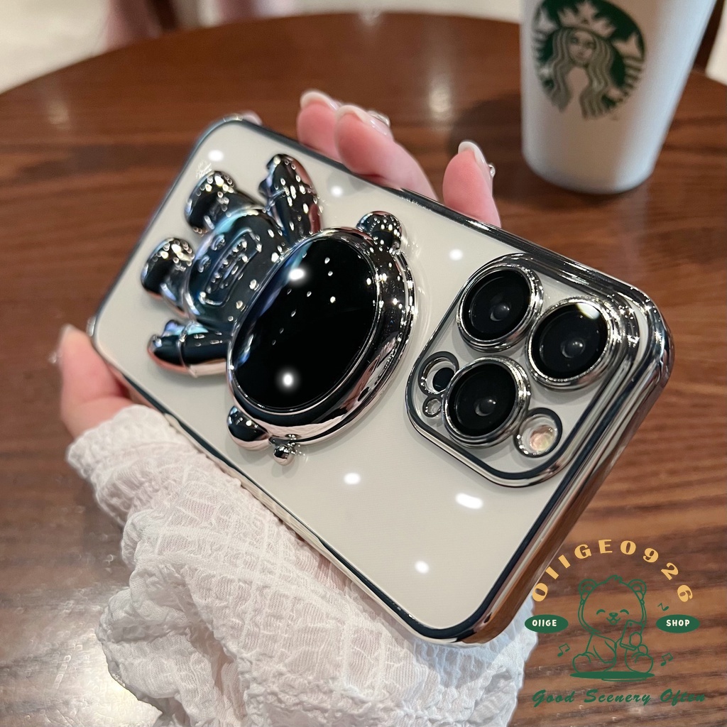 Ốp Điện Thoại TPU Mềm Trong Suốt Có Giá Đỡ Hình Phi Hành Gia Cho Iphone 13 12 11 Pro Max Xs Max Xr 8 7Plus