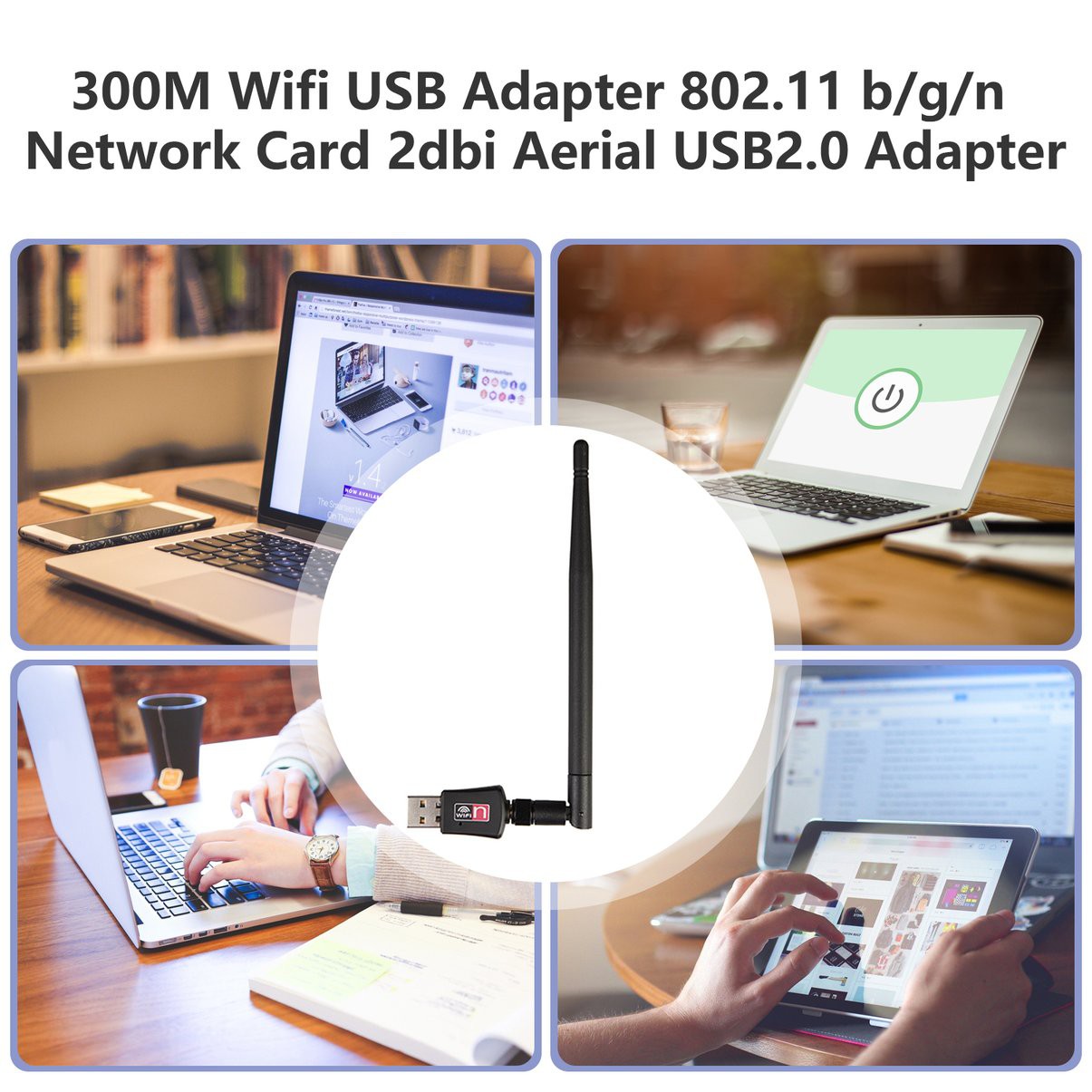 300M Wifi USB Adapter 802.11 b/g/n Network Card 2dbi Aerial USB2.0 Adapter