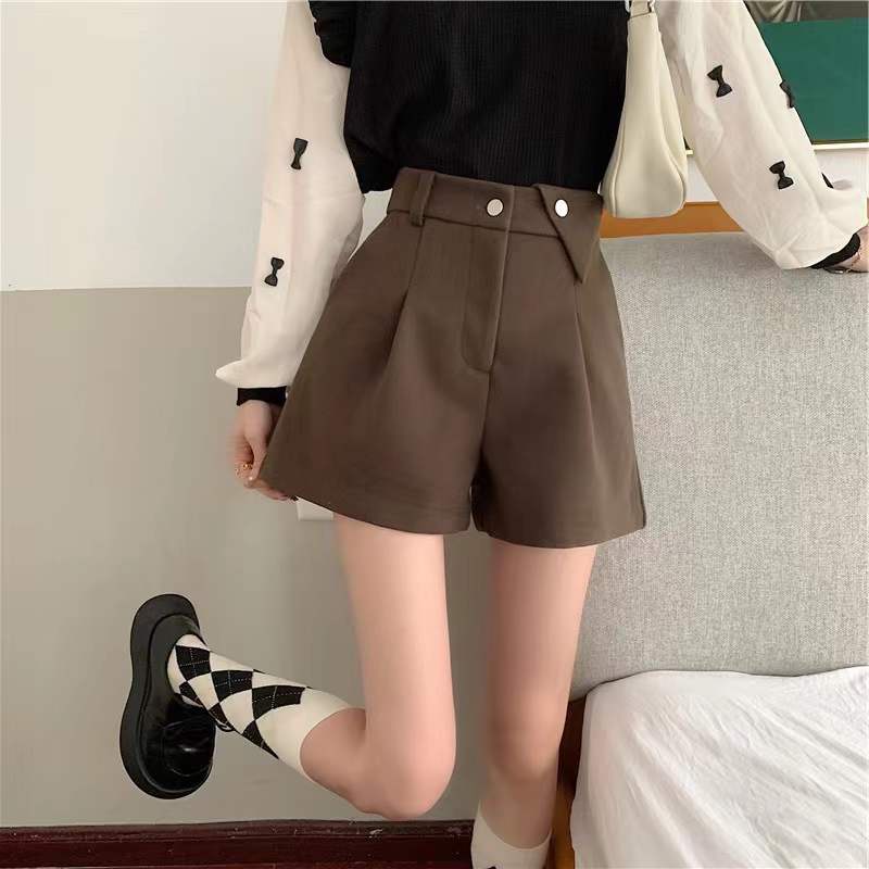 Quần Short Len Lưng Cao Ống Rộng Thời Trang Mùa Thu Dành Cho Nữ