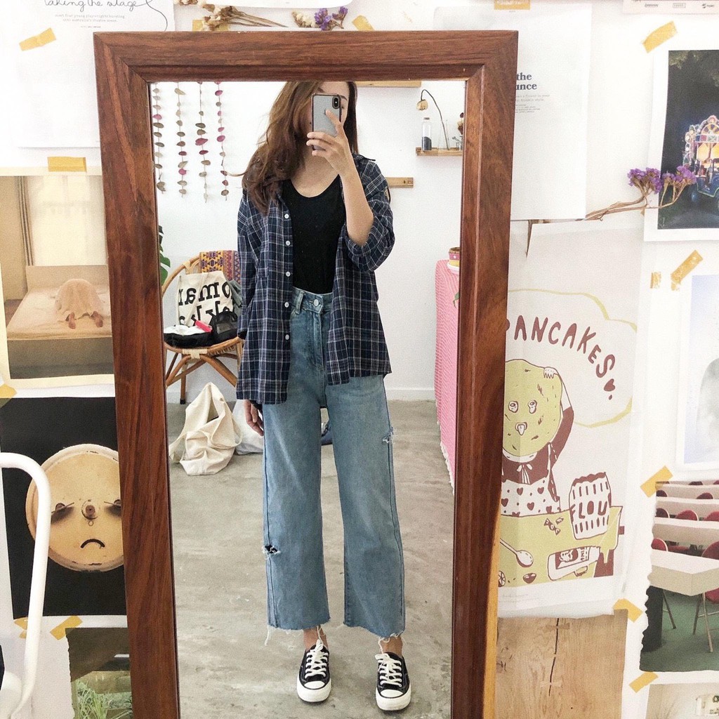 Quần Baggy Jeans Nữ Rách Cao Cấp Chiwawa Shop BB031