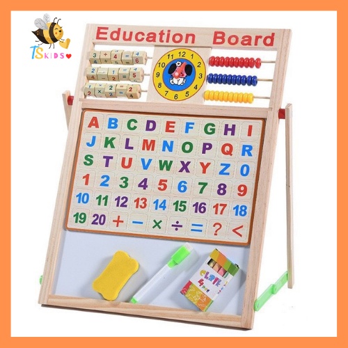 Bảng Gỗ Đa Năng 2 Mặt Cho Bé Cho Bé Vừa Chơi Vừa Học Thoải Mái Sáng Tạo - TS Kids Shop