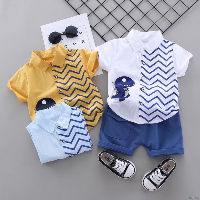 Bộ áo sơ mi tay ngắn + quần đùi thời trang dành cho bé trai