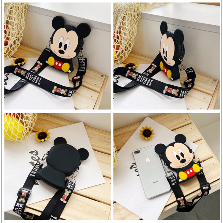 Túi Đeo Chéo Mini Họa Tiết Hoạt Hình Mickey Minnie Kitty Dành Cho Bé Gái