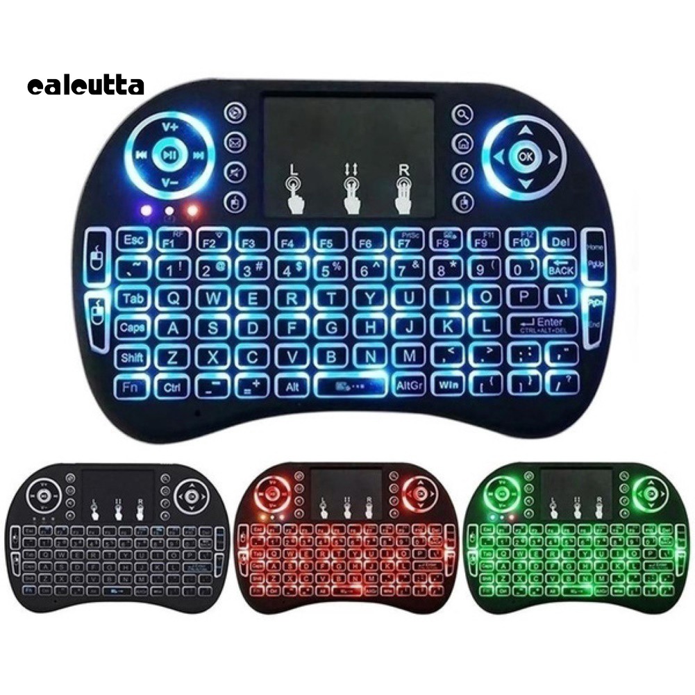 ✡COD✡3 Colors Backlight Mini Rechargeable 2.4GHz Wireless Keyboard with Touchpad