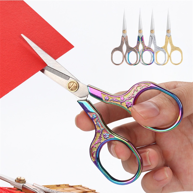 Sắc bén Vàng Nhỏ Kéo Kéo Mũi nhọn Thủ công Thêu Kéo Cắt Chỉ May Kéo Cắt Vải Zig Zag Kéo