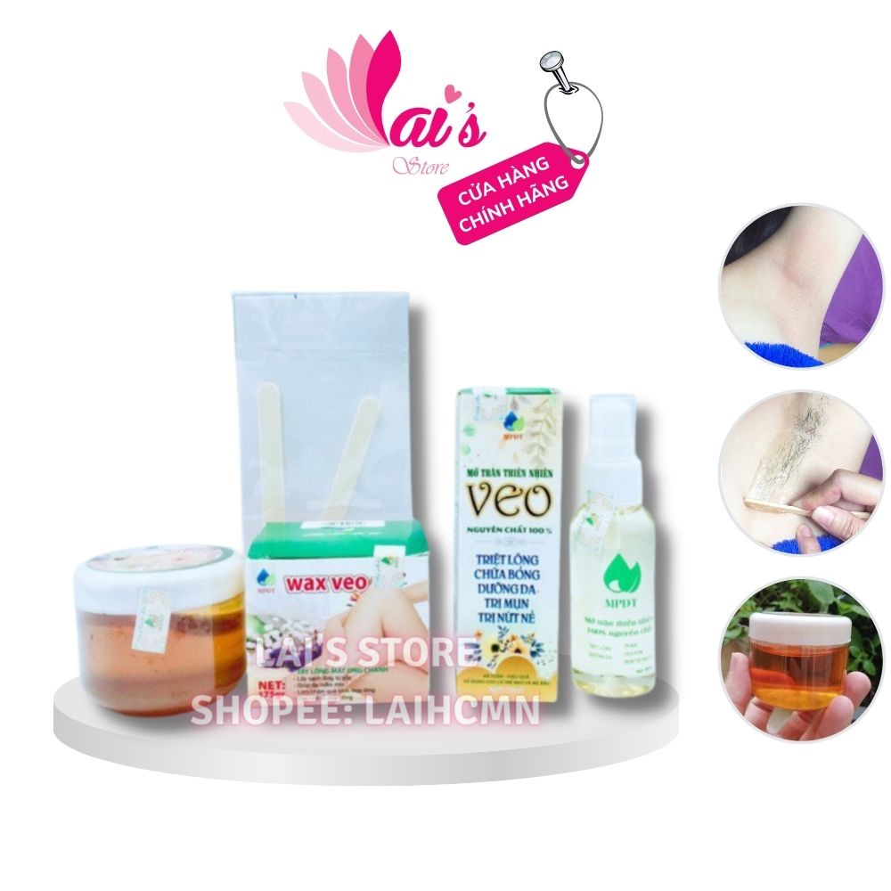 Combo Wax Lông Veo + Mỡ Trăn Tặng Giấy và que gỗ