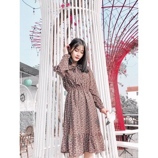 Đầm nữ đầm hoa nhí thắt nơ cổ chun eo