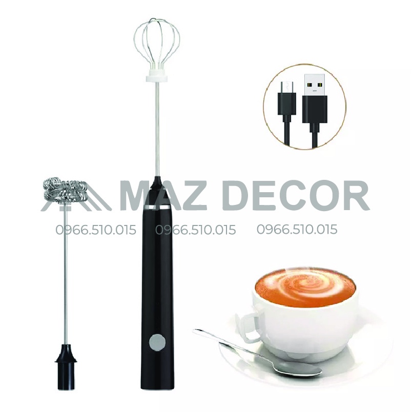 SALE GIÁ SỈ TẠI XƯỞNG Máy tạo bọt cafe đánh trứng mini 2 trong 1 cầm tay dùng pin sạc USB 3 cấp độ cao cấp