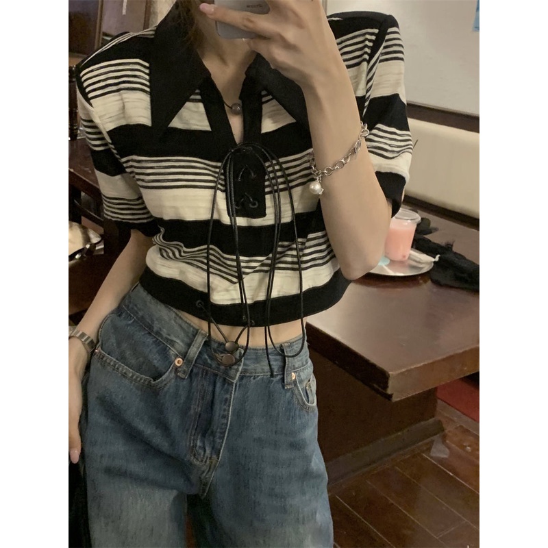 Áo Thun polo Ngắn Tay Phong Cách Harajuku Thời Trang Dành Cho Nữ