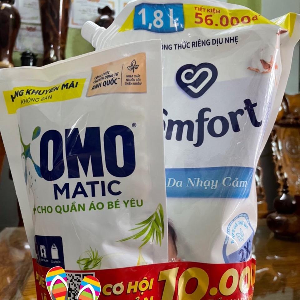 (MUA 1 TẶNG 1) Nước xả vải Comfort cho da nhạy cảm 1,8L (tặng 1 túi nước giặt omo em bé 412g)