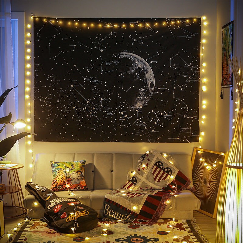 [SIZE Lớn] Vải treo tường Decor phòng in hình Galaxy (TẶNG móc treo)