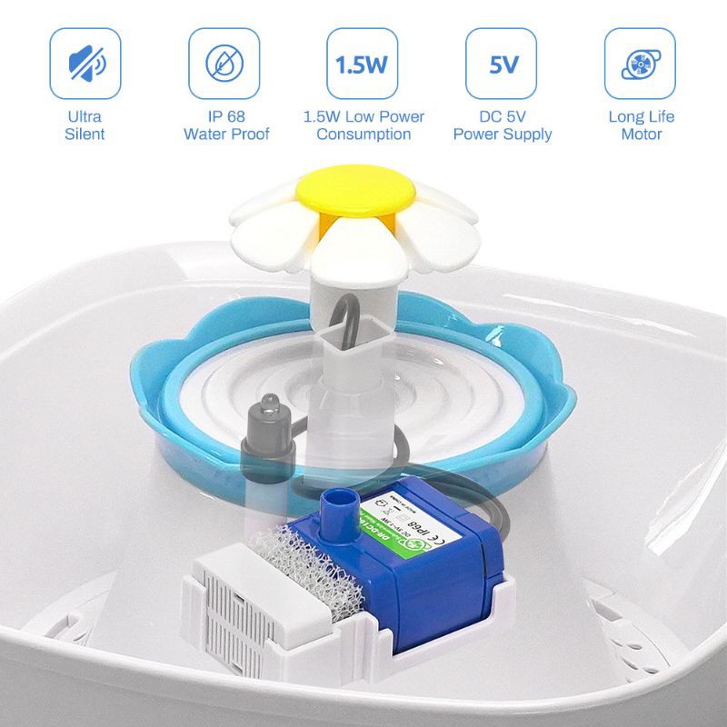 Máy bơm có đèn led cho máy uống nước chó mèo máy lọc nước thú cưng