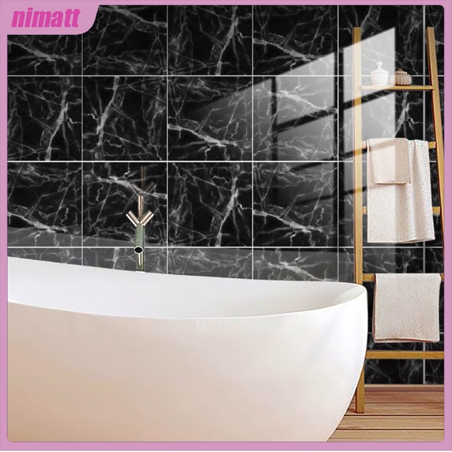 10 Miếng Dán Giả Lót Sàn Nhà Bếp / Nhà Tắm Tự Dính Chống Thấm Nước / Dầu Mỡ Kích Thước 15X