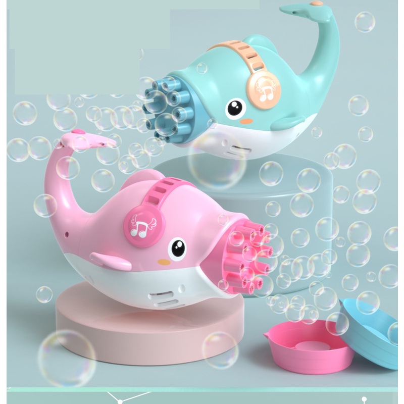 HÀNG LOẠI 1 - Đồ Chơi Thổi Bong Bóng Hình Chú Cá Heo Đáng Yêu (Tặng Kèm Pin Và Bột Pha Nước Bong Bóng)