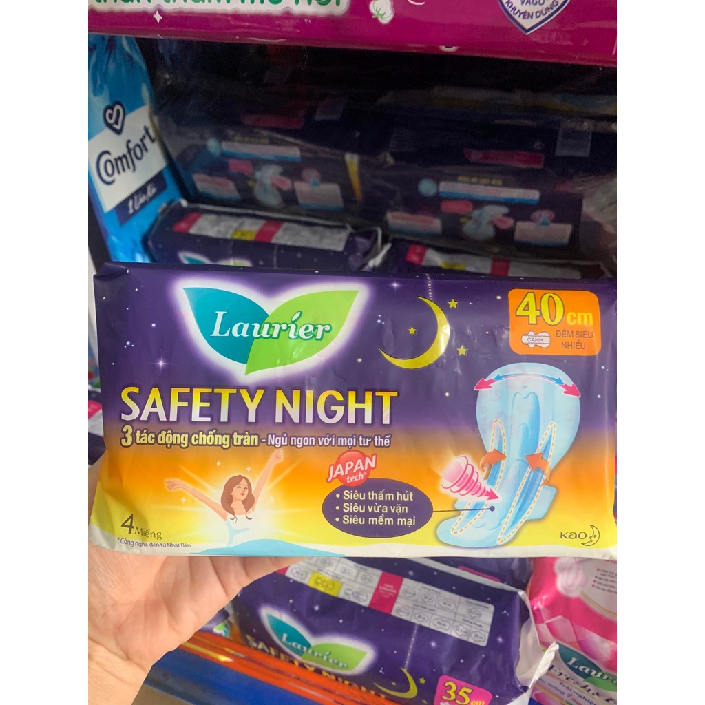Băng vệ sinh ban đêm Laurier Safety night 35cm 40cm 4 miếng