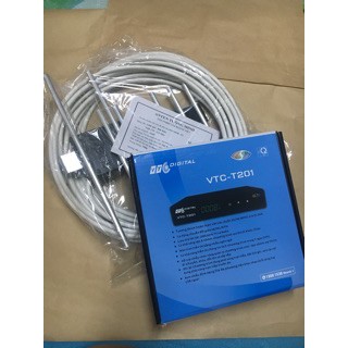 Đầu thu Kỹ thuật số DVB T2 VTC T201, xem truyền hình và Youtobe miễn phí trọn đời ( Tặng Kèm Bộ AngTen 15m Dây )